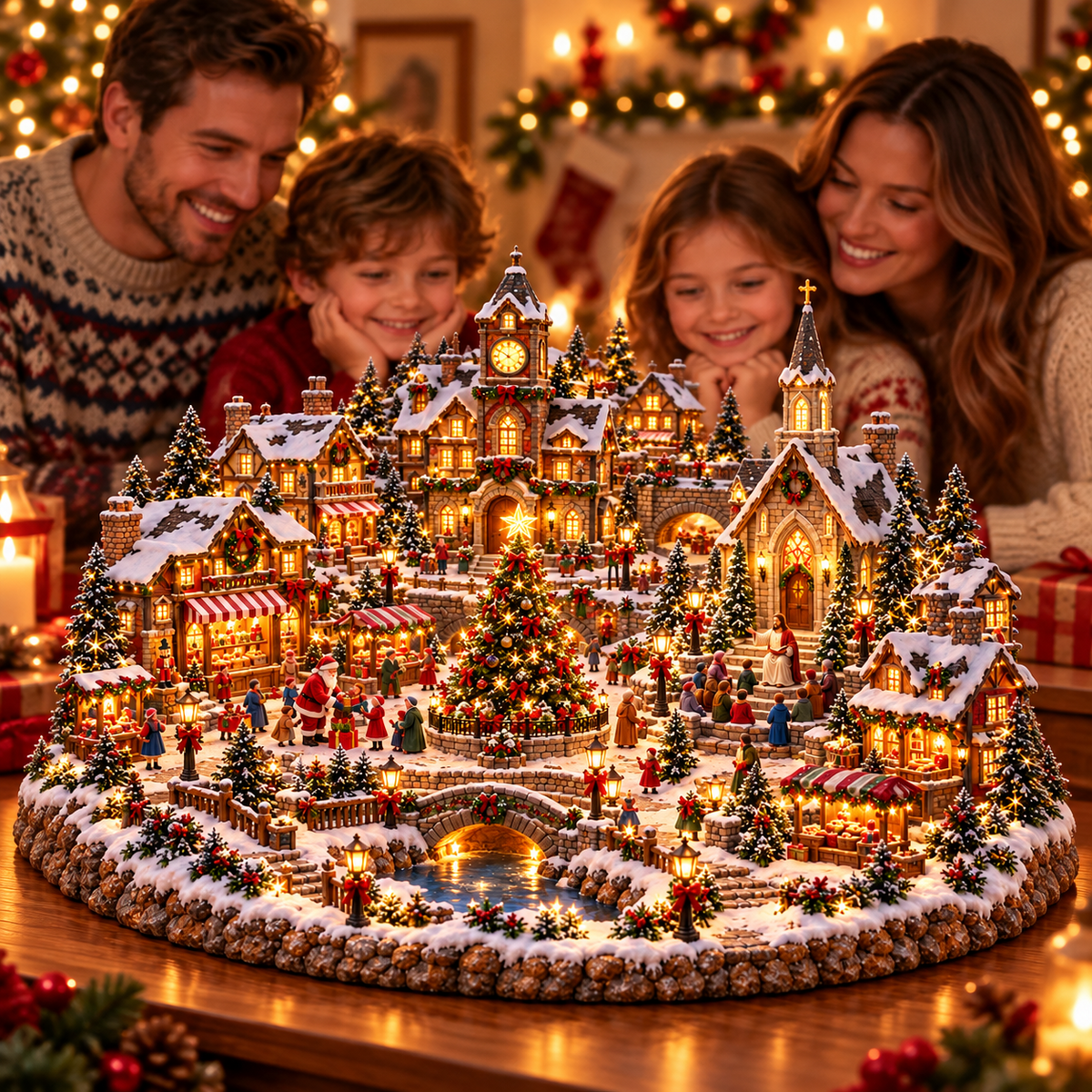 🔥Last Day 50%✝️ Lighted Christmas Village with Jesus & Santa – Magical Faith-Inspired Christmas Wonderland