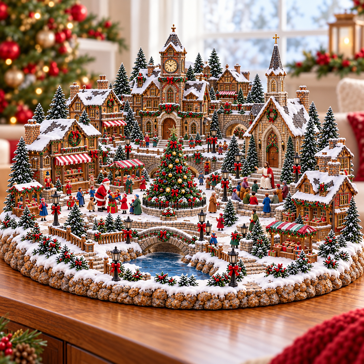 🔥Last Day 50%✝️ Lighted Christmas Village with Jesus & Santa – Magical Faith-Inspired Christmas Wonderland
