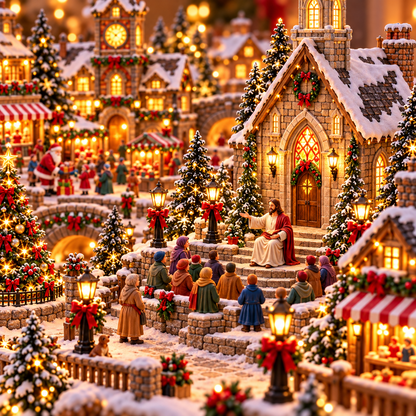 🔥Last Day 50%✝️ Lighted Christmas Village with Jesus & Santa – Magical Faith-Inspired Christmas Wonderland