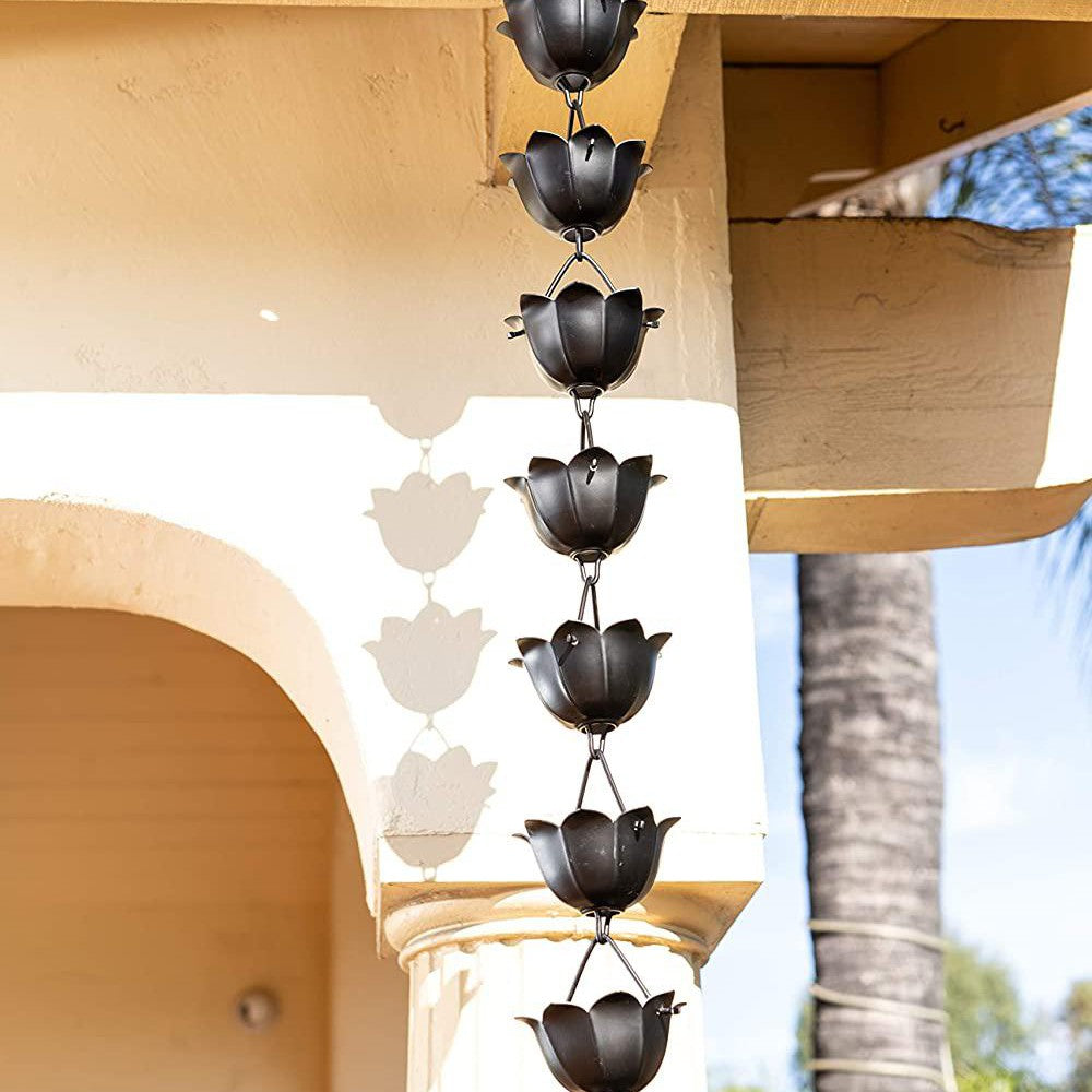 Aluminum Lotus Cup Rain Chain Replacement Downspout for Gutters