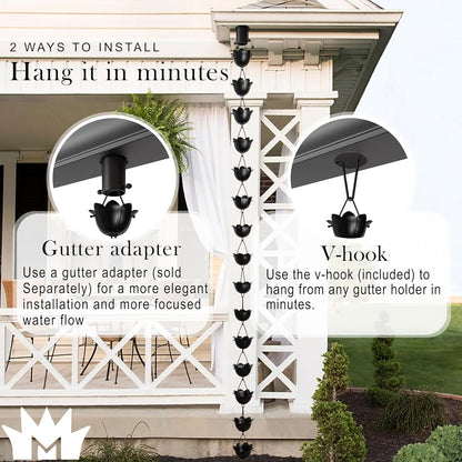 Aluminum Lotus Cup Rain Chain Replacement Downspout for Gutters