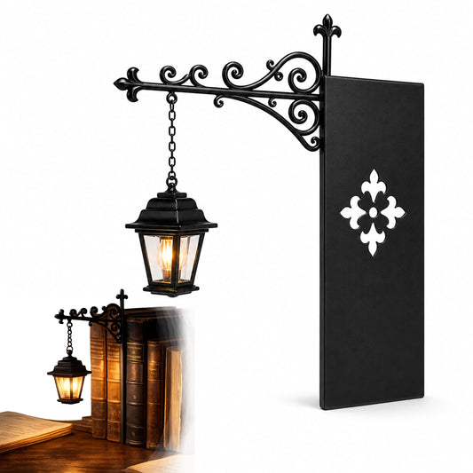 📚 Library Lantern Bookshelf Lamp – Vintage Hanging LED Bookend Light for Cozy Book Nooks, Home Libraries, Reading Rooms & Shelf Decor