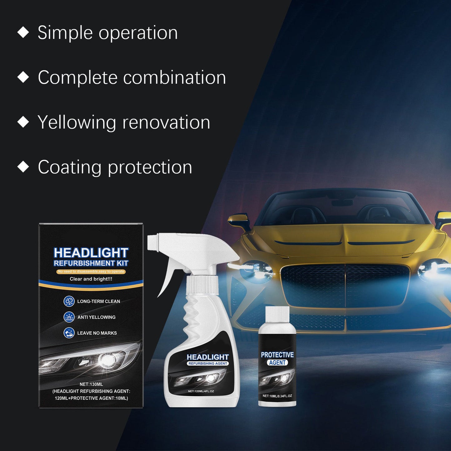 🚘Automotive Headlamp Restoration Fluid Kit 💡