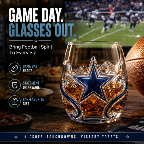 🏈 Game Day Football Fan Glass Gift Set – 4 Unique Stemless Glasses