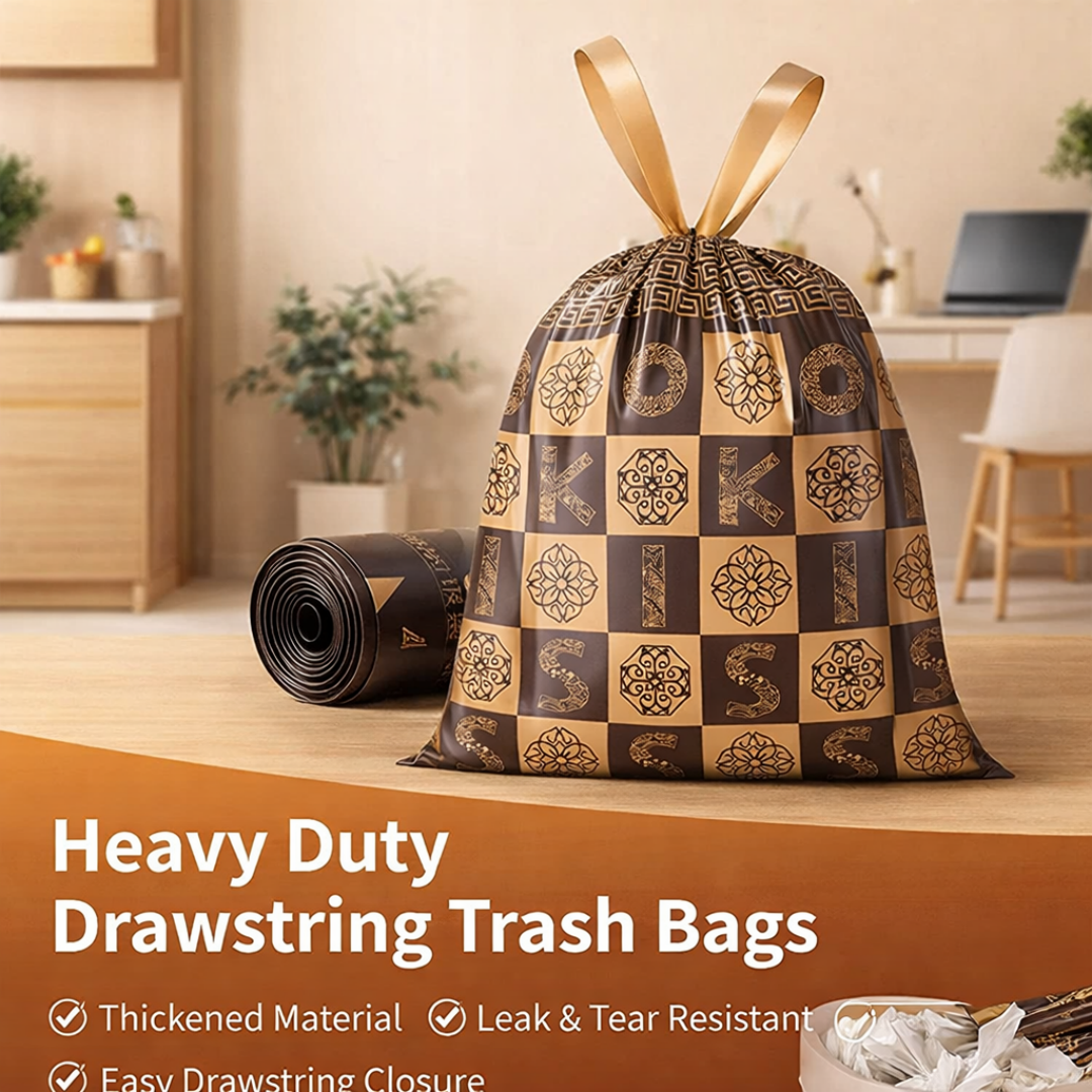 Heavy-Duty Drawstring Trash Bags