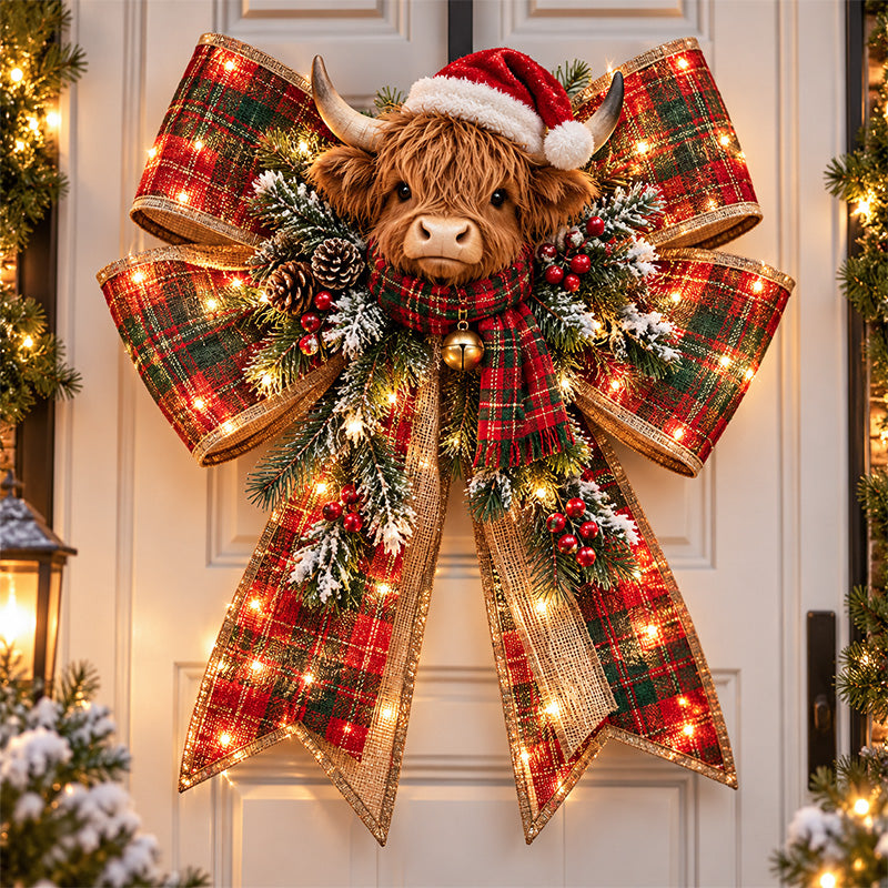 🔥 LAST DAY 49% OFF🎀🎄 Christmas Magic Bow Door Hangers – Oversized Light-Up Holiday Bows in 6 Festive Styles