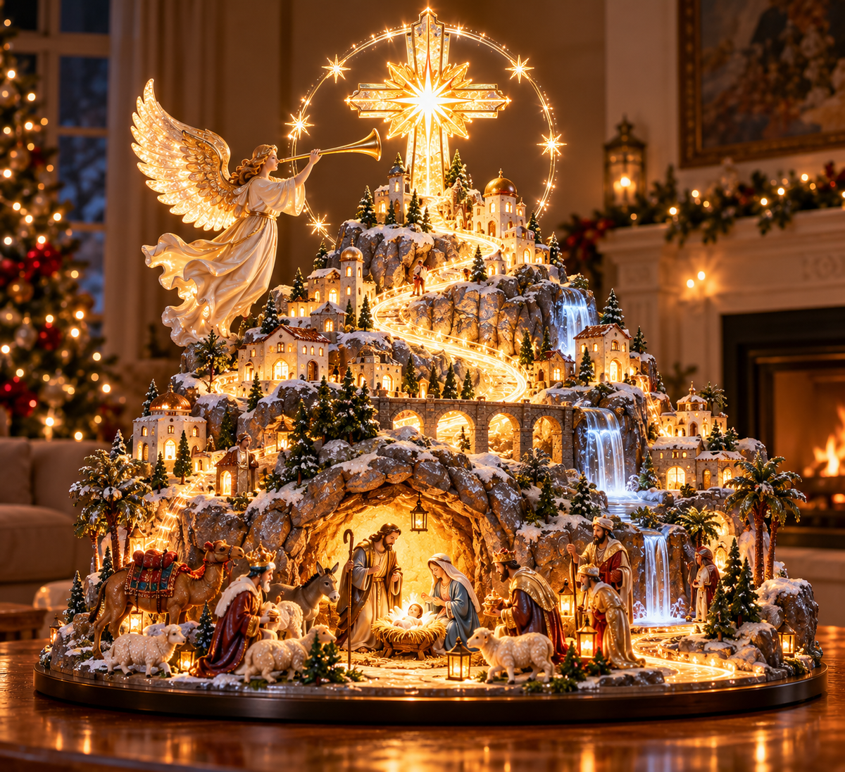 🔥Last Day 50%✨ Where Bethlehem Glows | Illuminated Nativity Mountain Scene