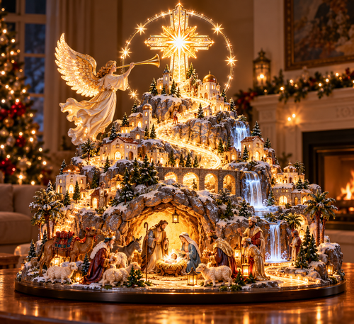 🔥Last Day 50%✨ Where Bethlehem Glows | Illuminated Nativity Mountain Scene