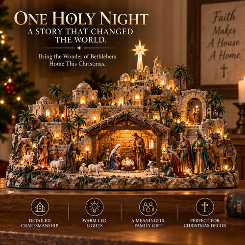 🔥LAST DAY 49% OFF✨ Remember the Night That Changed Everything! — The Holy Night of Bethlehem Illuminated Nativity Village