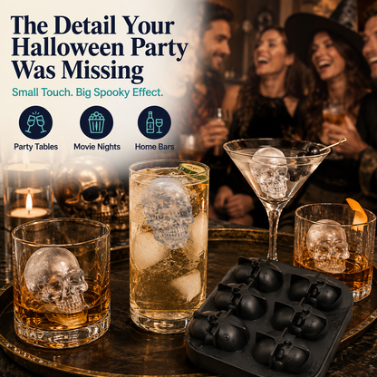 💀 3D Skull Silicone Ice Cube Mold