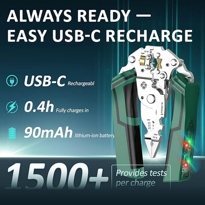 16 in 1 Wire Stripper Twister for Cutting and Pulling Wires,Cable Scissors,Voltage Tester Pliers, 12V to 250V Live,Null,Hot Wire Judgment AC DC, Audible and Flashing LED Alarms