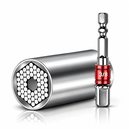 Universal Socket Tool – 7–19mm Self-Adjusting Grip Socket with Drill Adapter