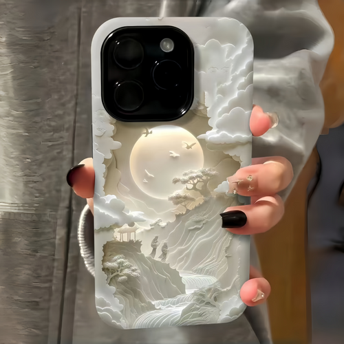 🌙 Ethereal Moon Relief iPhone Case