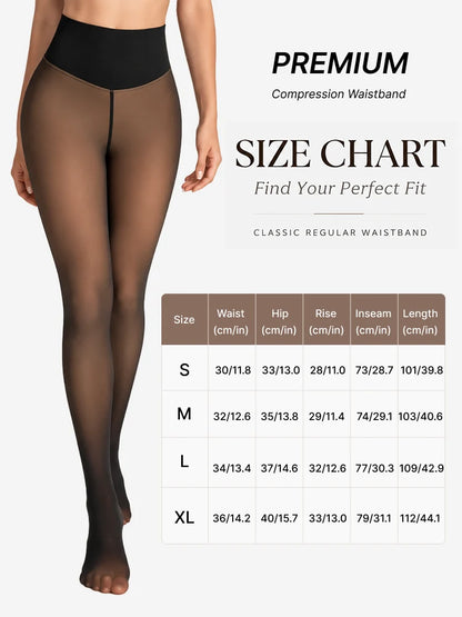 Magic Fleece-Lined Leggings with Compression Band & One-Seam Design