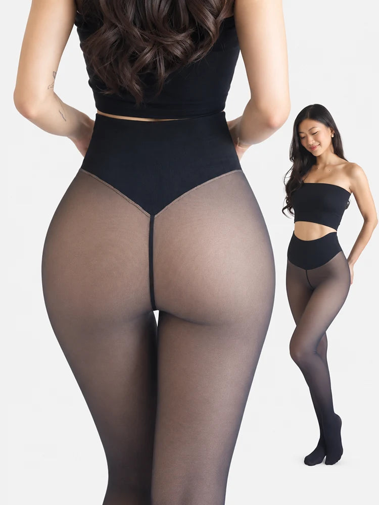 Magic Fleece-Lined Leggings with Compression Band & One-Seam Design