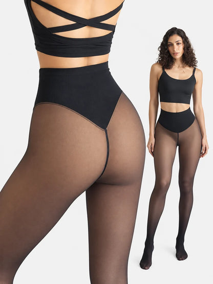 Magic Fleece-Lined Leggings with Compression Band & One-Seam Design
