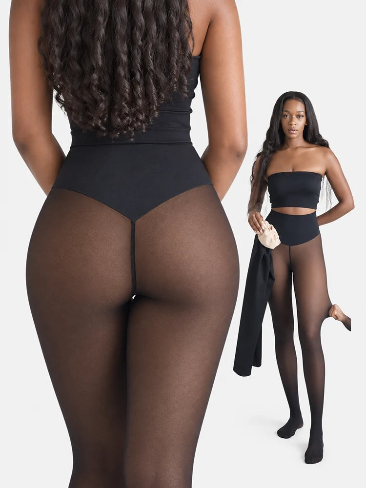Magic Fleece-Lined Leggings with Compression Band & One-Seam Design