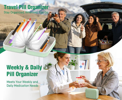 💊A8 Waterproof Pill Pouch Set – 7 Days of Meds & Vitamins💧Waterproof & Crush-Resistant Shell
