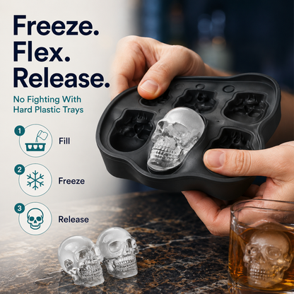 💀 3D Skull Silicone Ice Cube Mold