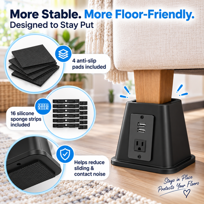 🔥 50% OFF Today – 4-Pack Heavy-Duty 6" Bed Risers with USB Power Outlet