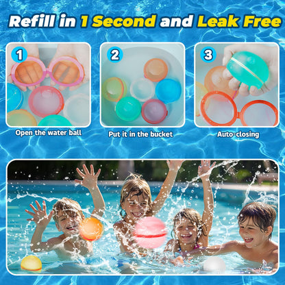 💦12PCS Reusable Self-Sealing Water Balloons – Endless Summer Fun Without Filling & Tying!