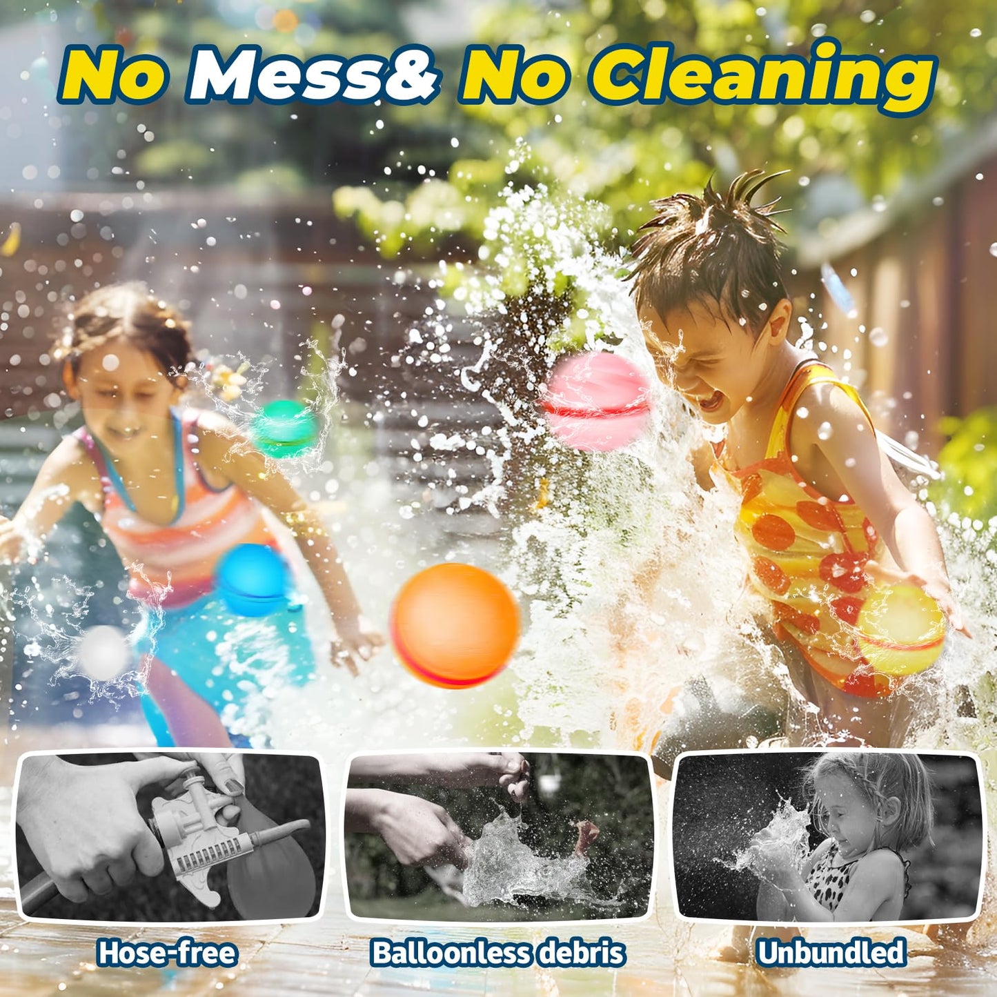 💦12PCS Reusable Self-Sealing Water Balloons – Endless Summer Fun Without Filling & Tying!