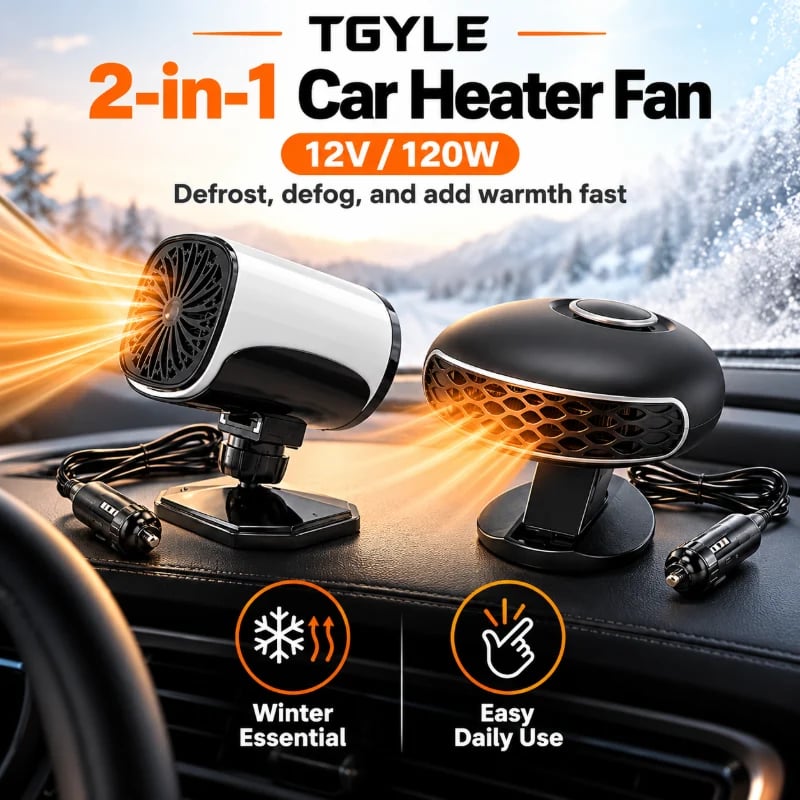 🌟✨ Portable Car Heater Defroster with 360-Degree Rotating Base