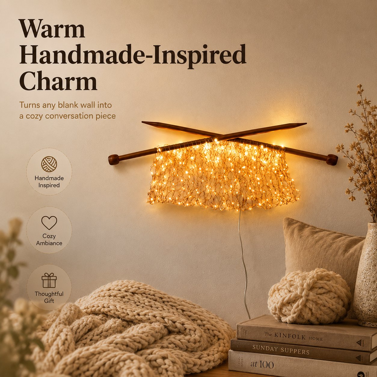 Knitting Needles Wall Light