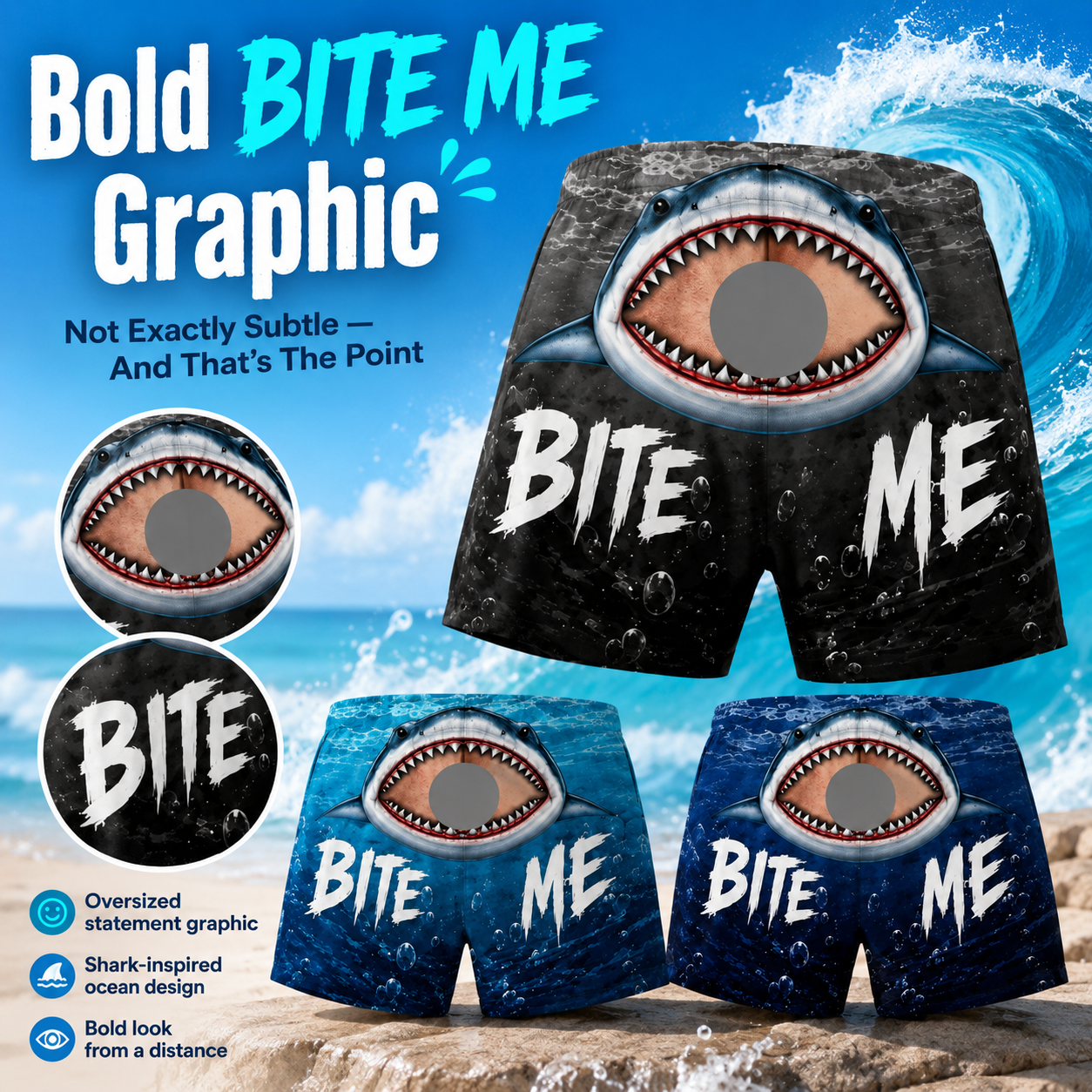 Shark Bite “Bite Me” Swim Trunks