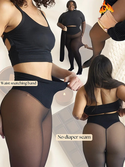 Magic Fleece-Lined Leggings with Compression Band & One-Seam Design