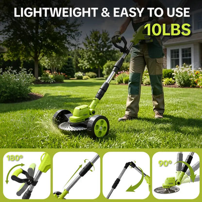 🌿 21V 3-in-1 Cordless Grass Trimmer, Edger & Mini Mower – Complete Yard Kit