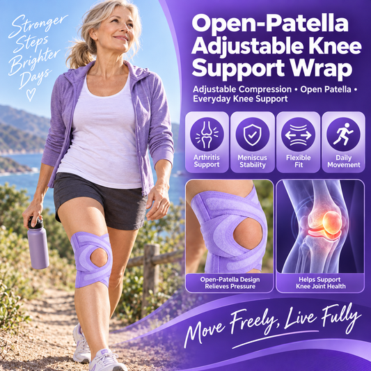 Open-Patella Adjustable Knee Support Wrap