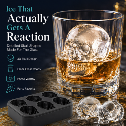 💀 3D Skull Silicone Ice Cube Mold