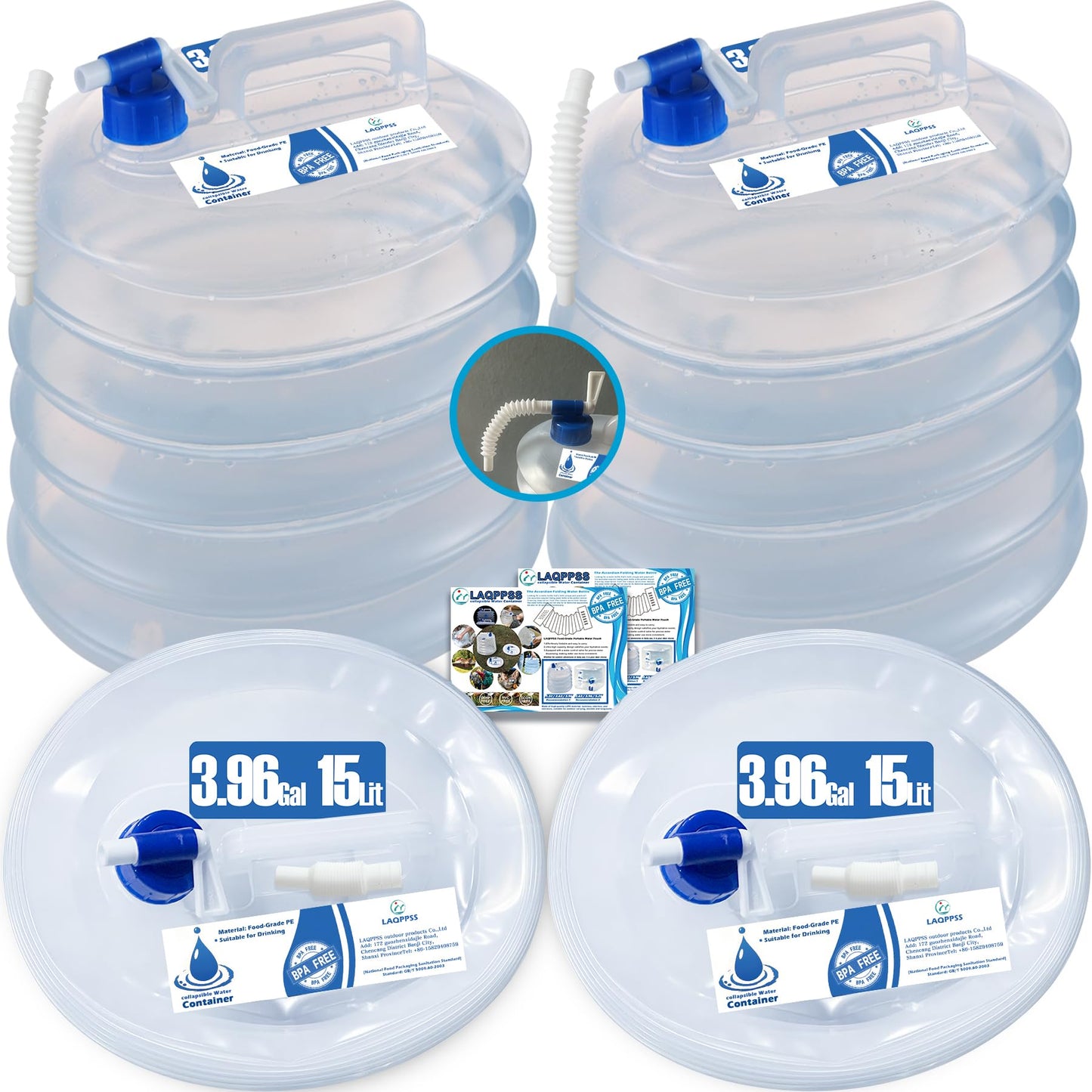 Premium Collapsible Water Container with Leak-Proof Faucet | BPA-Free Food-Grade Water Storage for Camping, Hiking & Emergency Preparedness