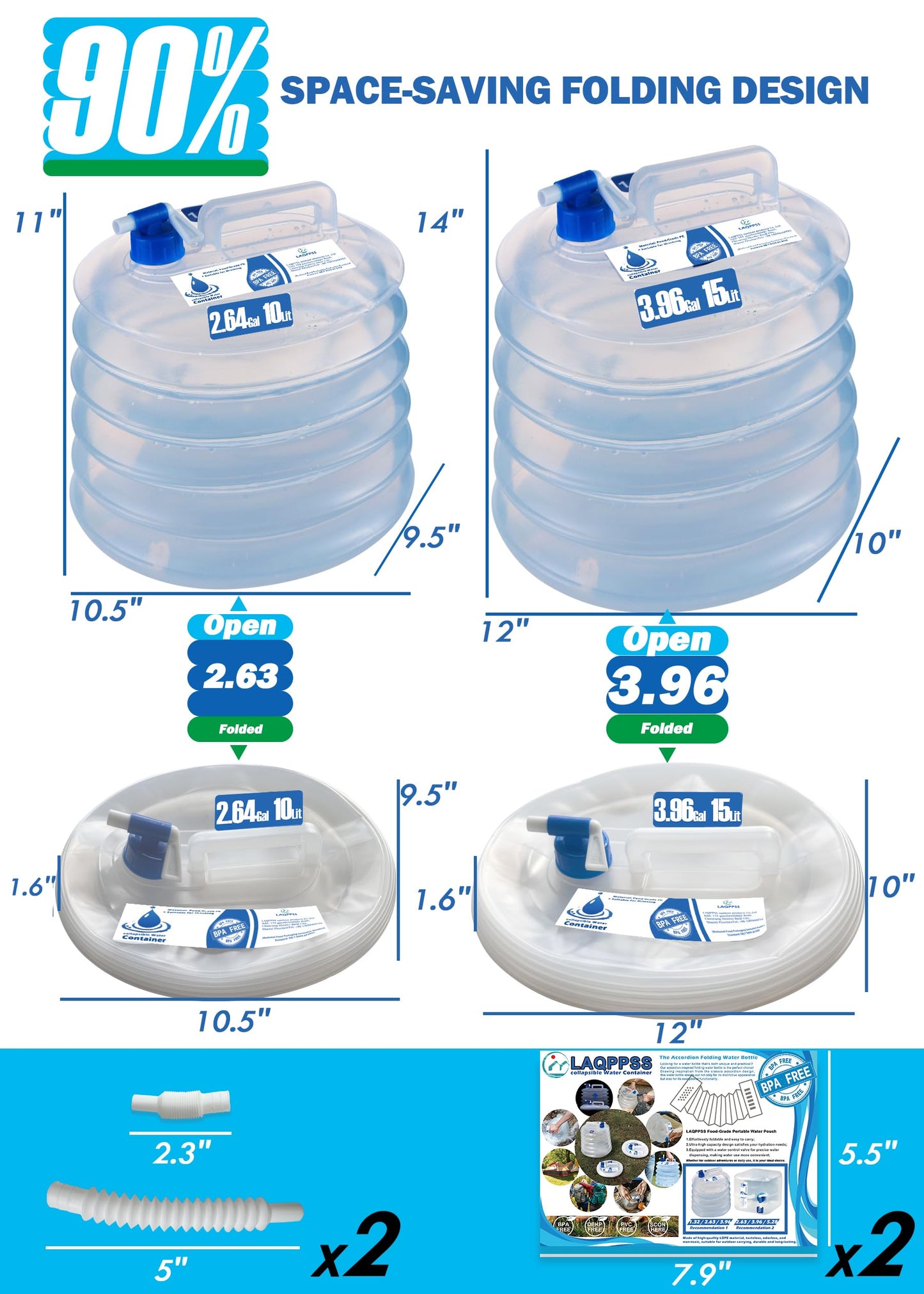Premium Collapsible Water Container with Leak-Proof Faucet | BPA-Free Food-Grade Water Storage for Camping, Hiking & Emergency Preparedness