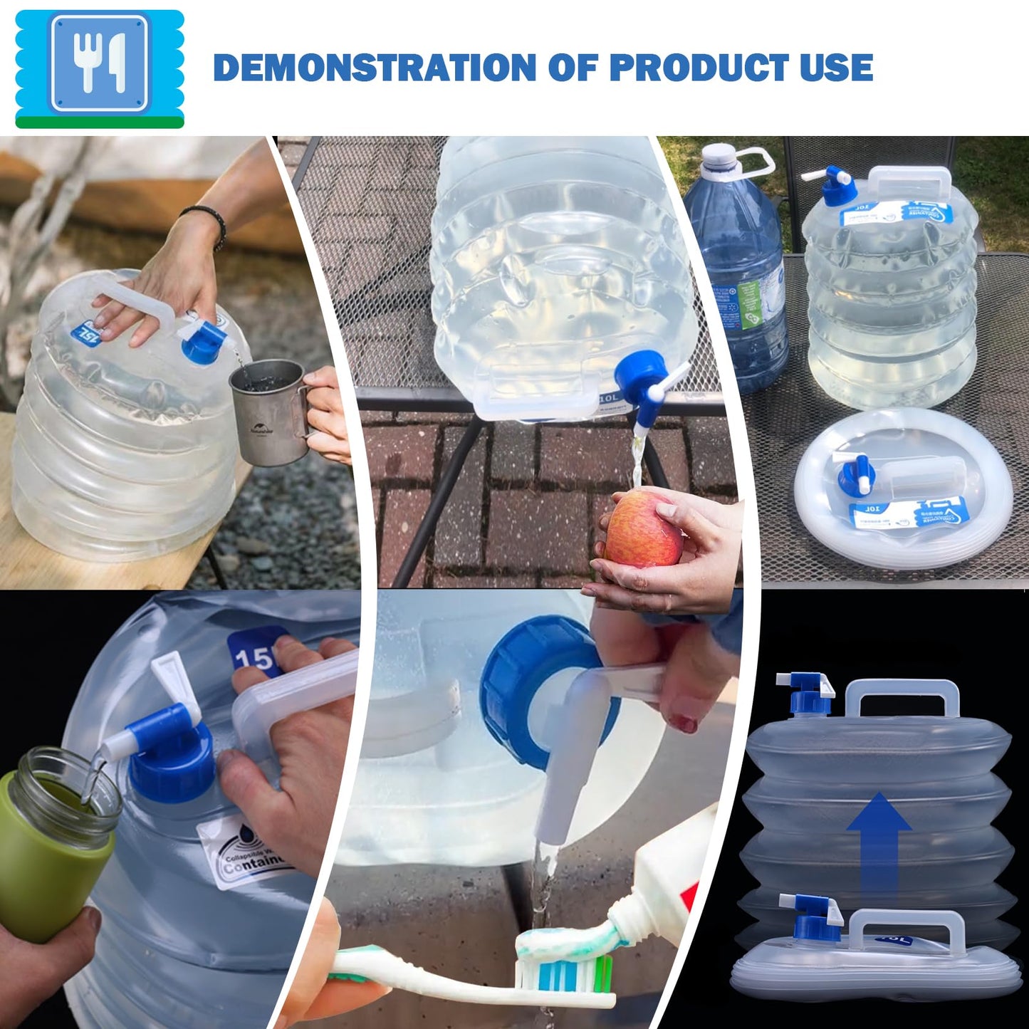 Premium Collapsible Water Container with Leak-Proof Faucet | BPA-Free Food-Grade Water Storage for Camping, Hiking & Emergency Preparedness