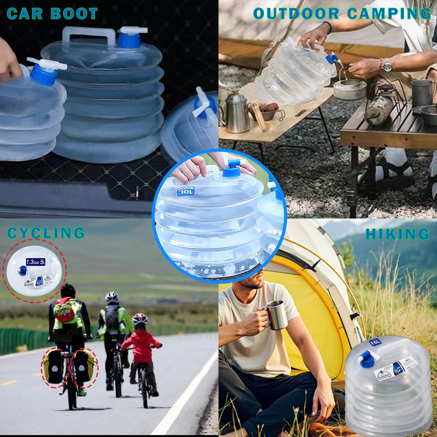Premium Collapsible Water Container with Leak-Proof Faucet | BPA-Free Food-Grade Water Storage for Camping, Hiking & Emergency Preparedness
