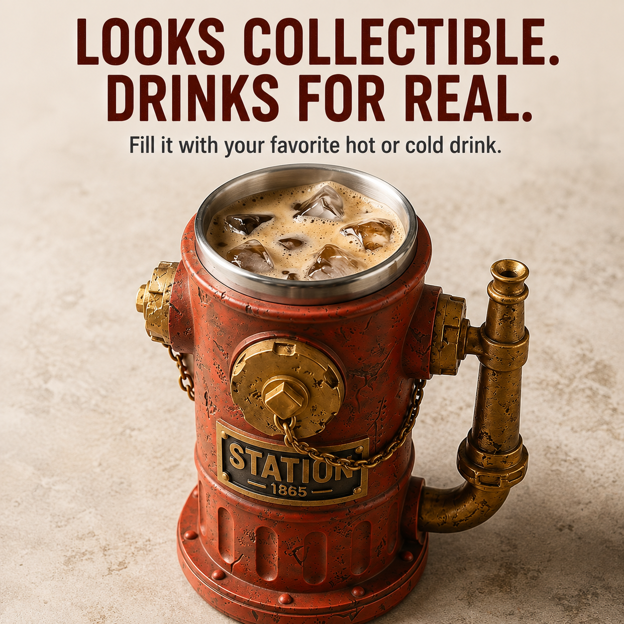 Vintage Fire Hydrant Mug – 12 oz Firefighter Gift with Stainless Steel Liner
