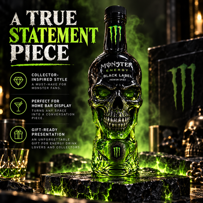 Monster Energy Black Label Skull Bottle 💀💚 | Dark Gothic Design �