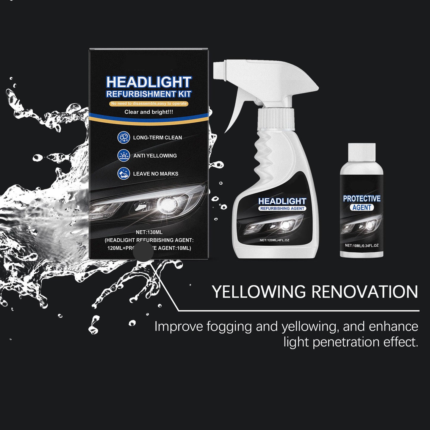 🚘Automotive Headlamp Restoration Fluid Kit 💡