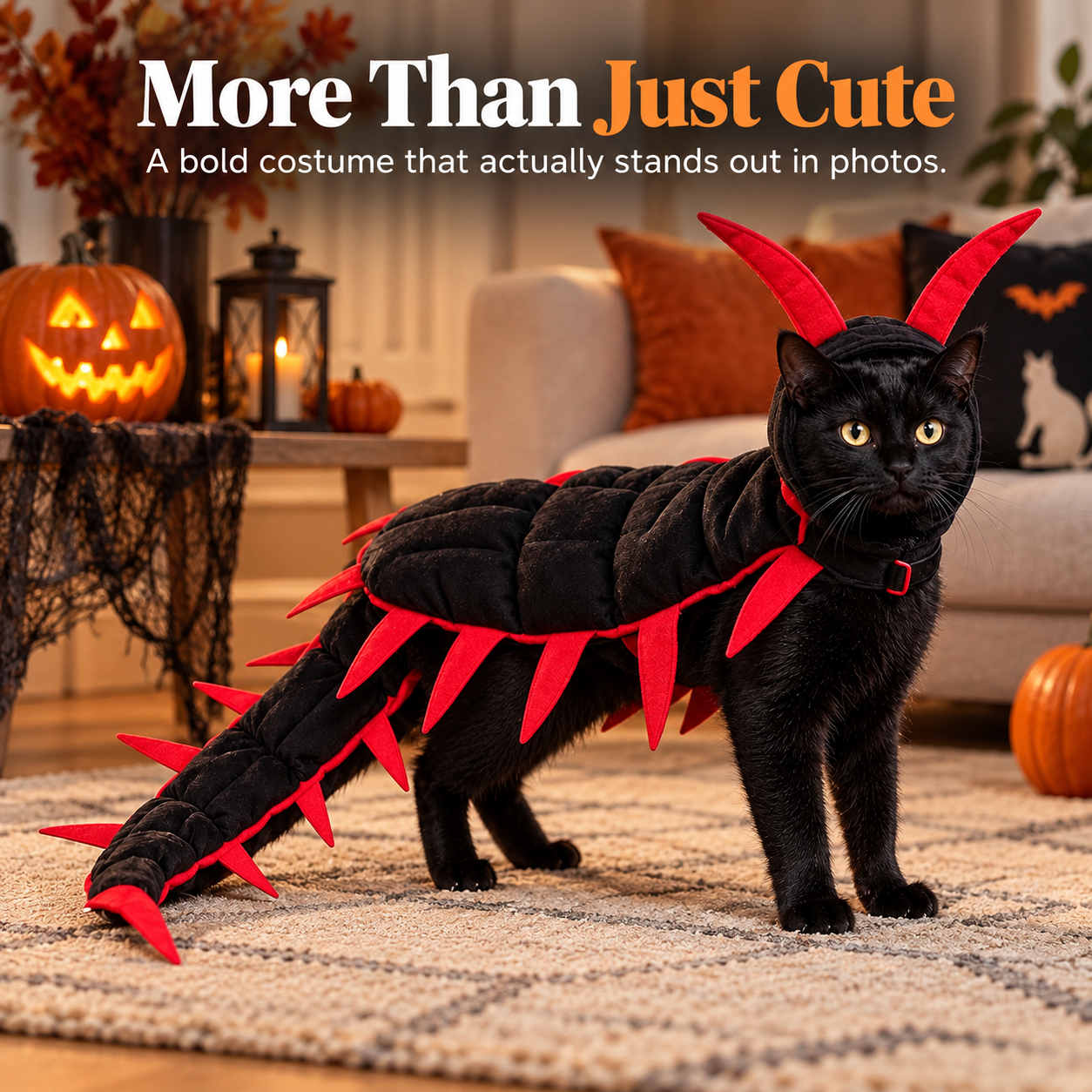 🎃 Halloween Centipede Cat Costume – 3D Spooky Pet Outfit