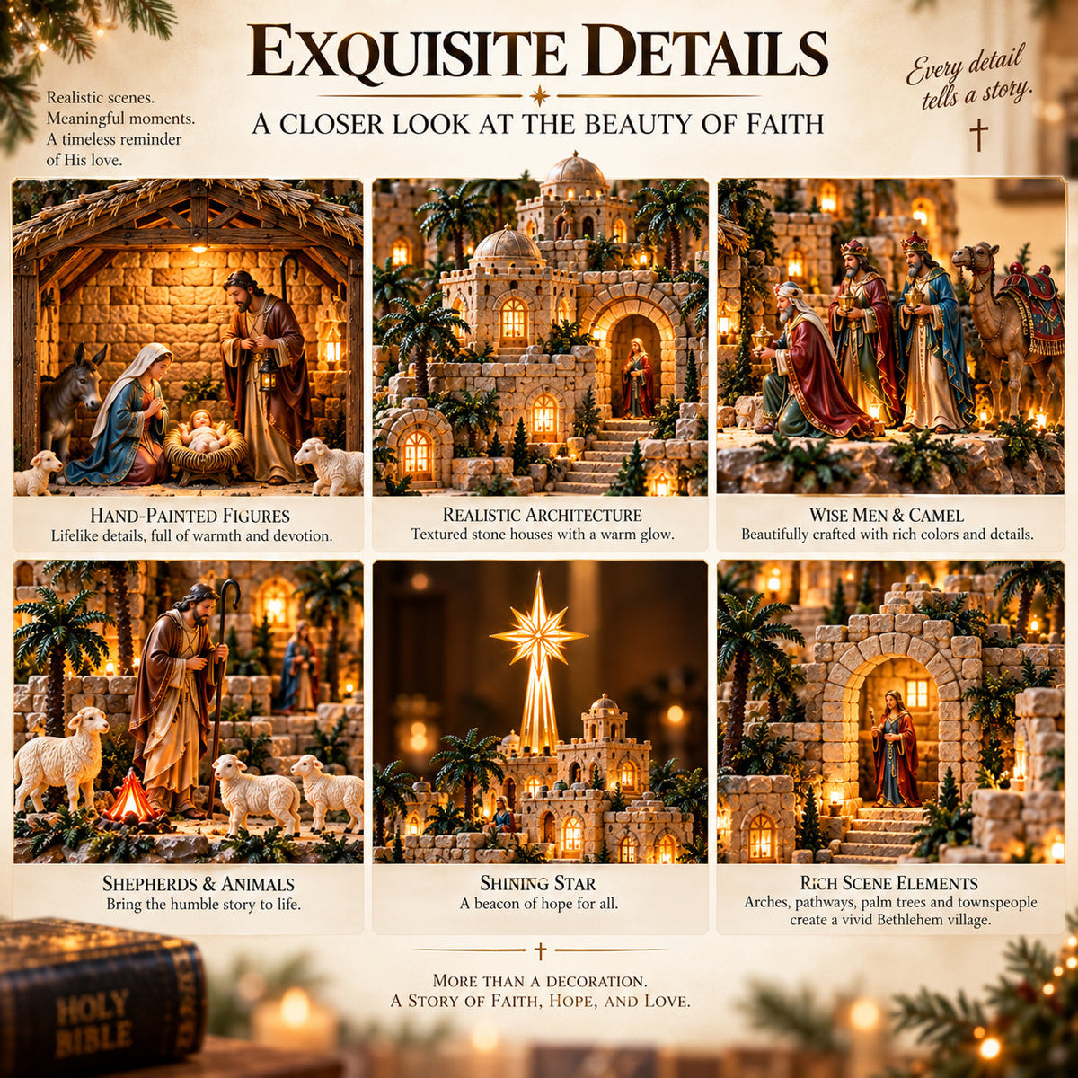 🔥LAST DAY 49% OFF✨ Remember the Night That Changed Everything! — The Holy Night of Bethlehem Illuminated Nativity Village