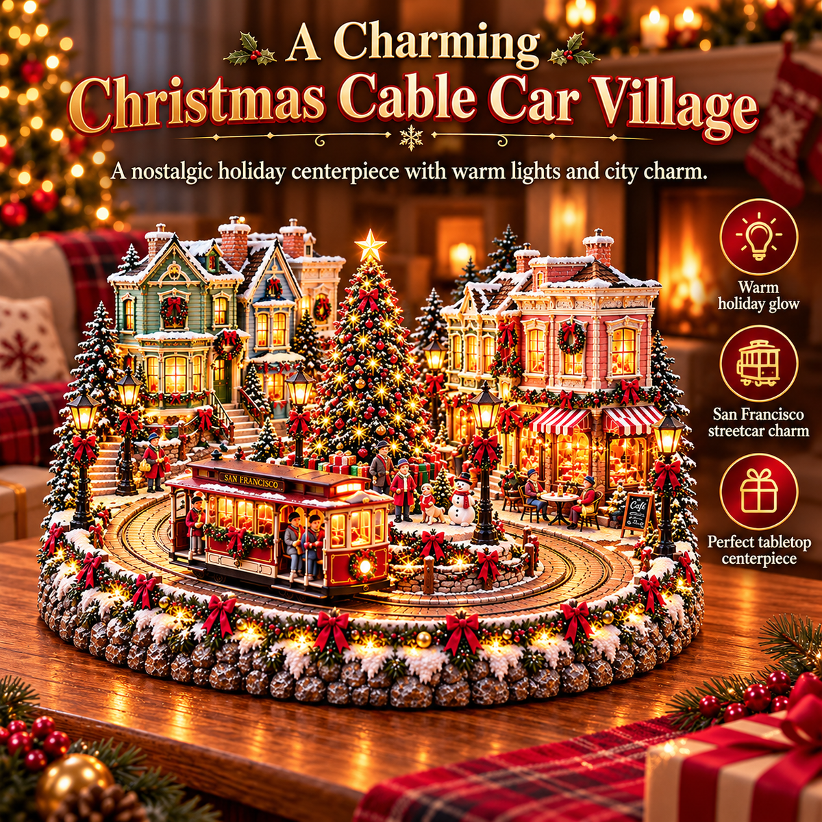 🔥 LAST DAY 50% OFF 🚋🎄 Christmas City Railway  – Lighted San Francisco Cable Car & Chicago Train Holiday Scenes