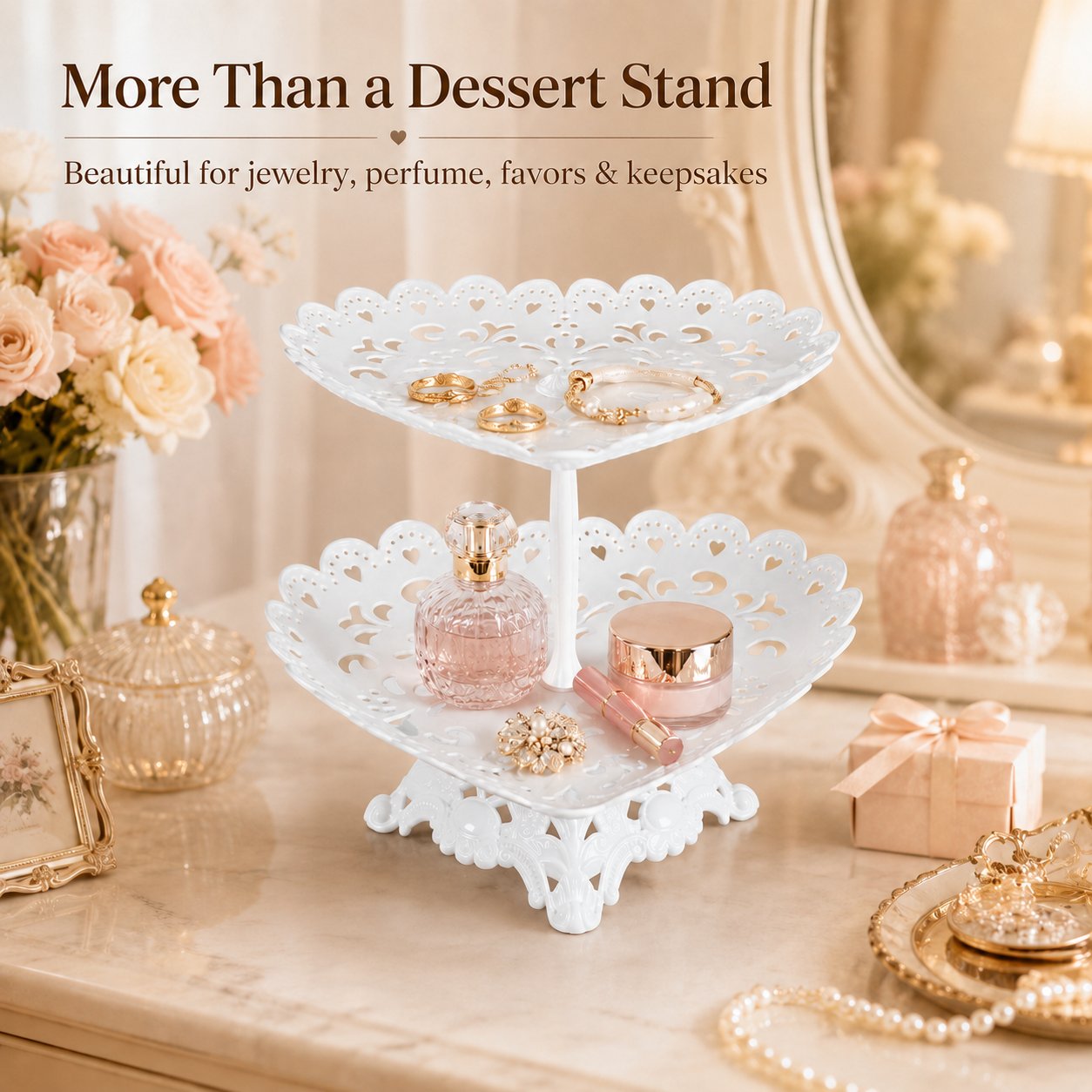 2-Tier Heart-Shaped Serving Stand
