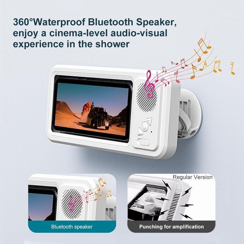 Waterproof Shower Phone Holder with Bluetooth Speaker