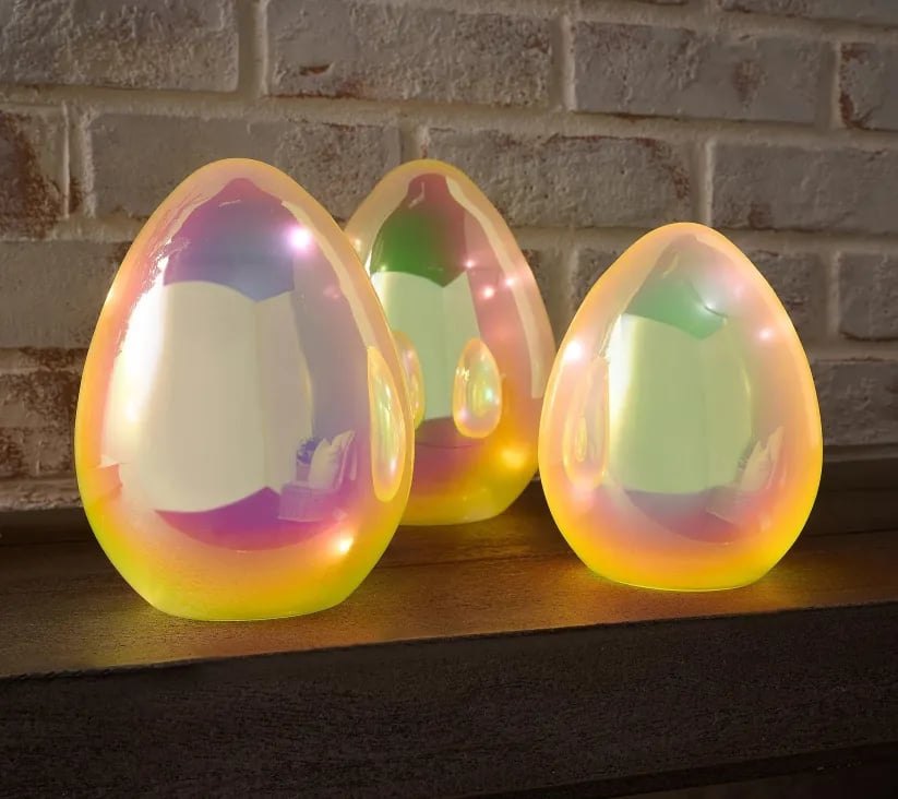 🎁Easter Decor - Glowing Pearlescent Glass Egg Trio