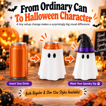 🎃 Limited-Time Halloween Deal — Ghost Witch Hat Beverage Can Cover 👻🥤