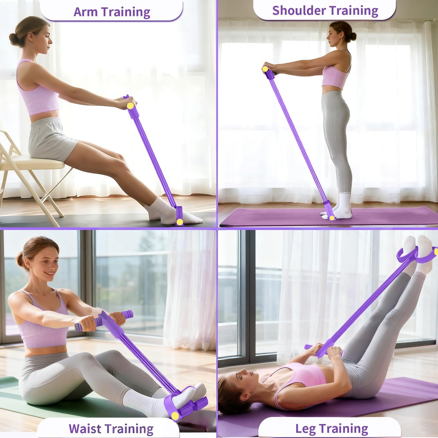 Multifunction Pedal Resistance Trainer with 6 Tubes