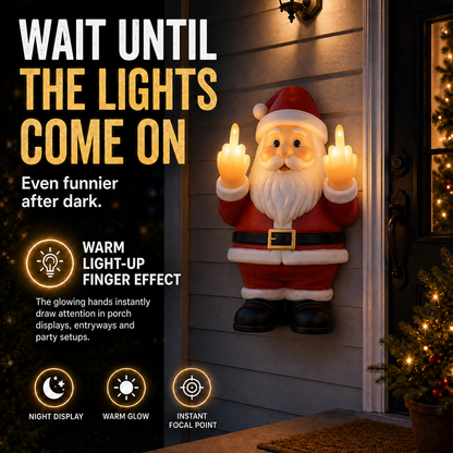 🎅 Mischievous Light-Up Middle Finger Santa Christmas Decor