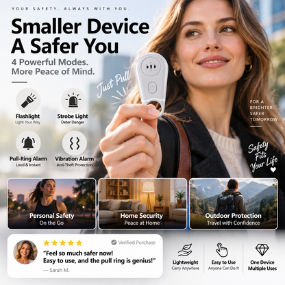 🔥50% OFF NOW! 🛡️Personal Safety Alarm Keychain—130dB Loud Emergency Siren with Vibration Activation Safety Mode, Rechargeable Flashlight & Strobe Light, Pull Ring Emergency Device for Women, Seniors, Travel & Hotel Safety